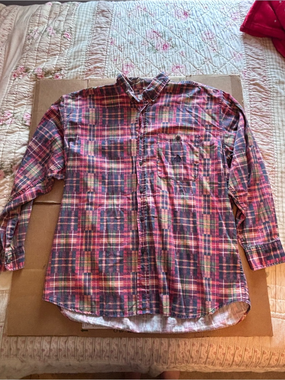 Men's Red Plaid Button-Up Shirt